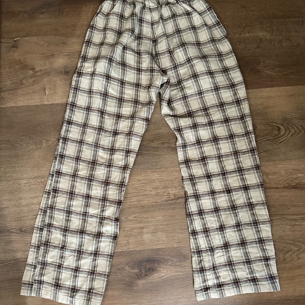 Brandy Melville Plaid Flannel Sleepwear Lounge Pants - Brown & Cream